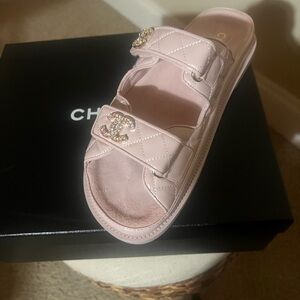 Chanel Light Pink Quilted Sandals
